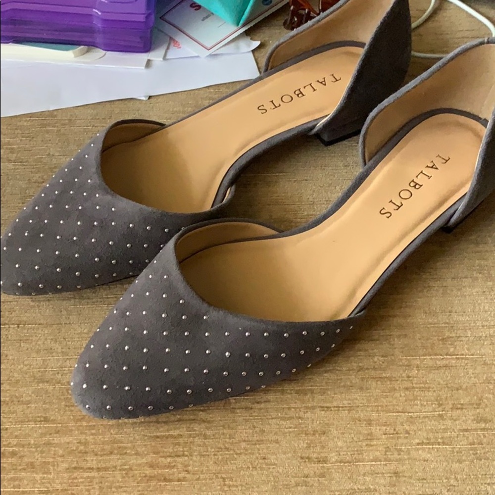 Grey Rhinestone slip on dressy shoes